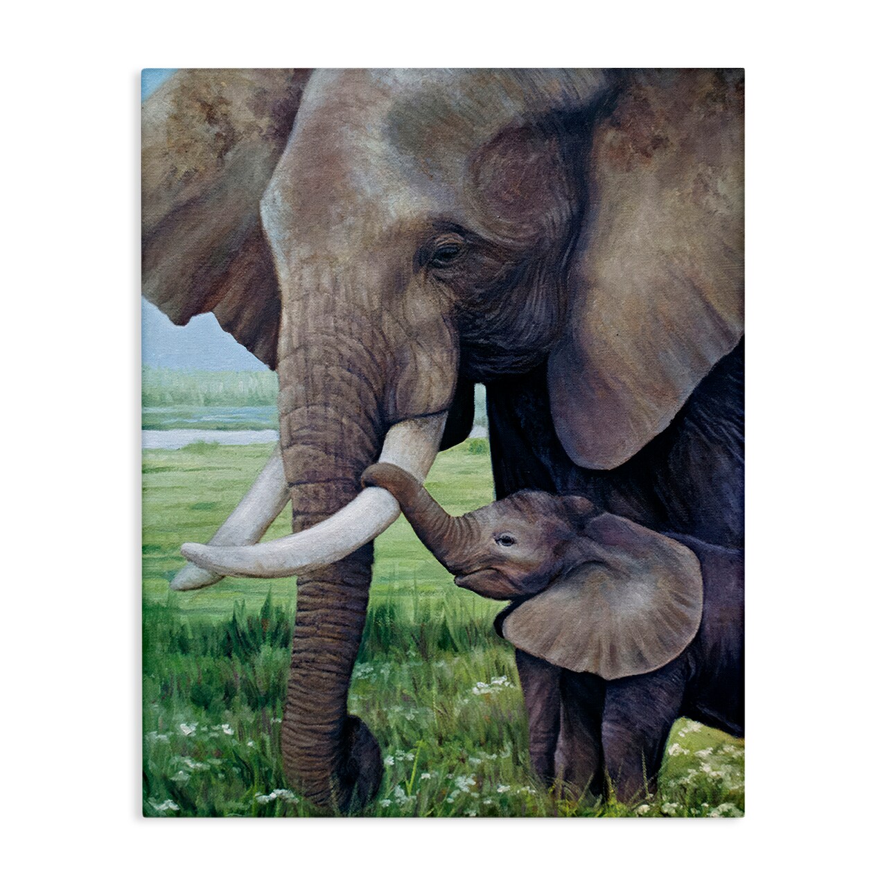Stupell Industries Baby Elephant And Mother Canvas, design by James Corwin